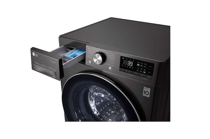 LG Mesin Cuci LG 10.5kg, Front Loading AI DD™ dengan Steam+™ dan TurboWash 360™, ThinQ™ dengan WiFi - Hitam Metalik, FV1450S1B