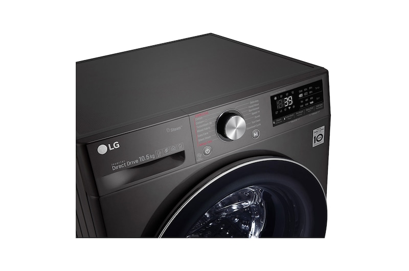 LG Mesin Cuci LG 10.5kg, Front Loading AI DD™ dengan Steam+™ dan TurboWash 360™, ThinQ™ dengan WiFi - Hitam Metalik, FV1450S1B