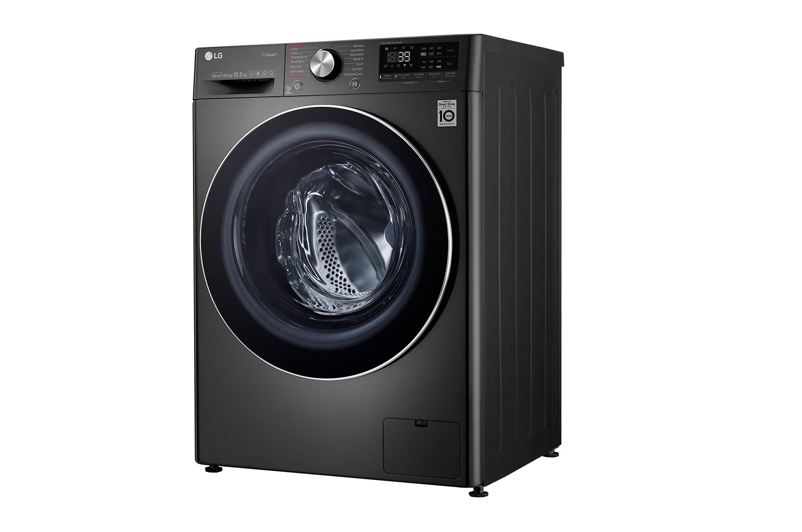 LG Mesin Cuci LG 10.5kg, Front Loading AI DD™ dengan Steam+™ dan TurboWash 360™, ThinQ™ dengan WiFi - Hitam Metalik, FV1450S1B