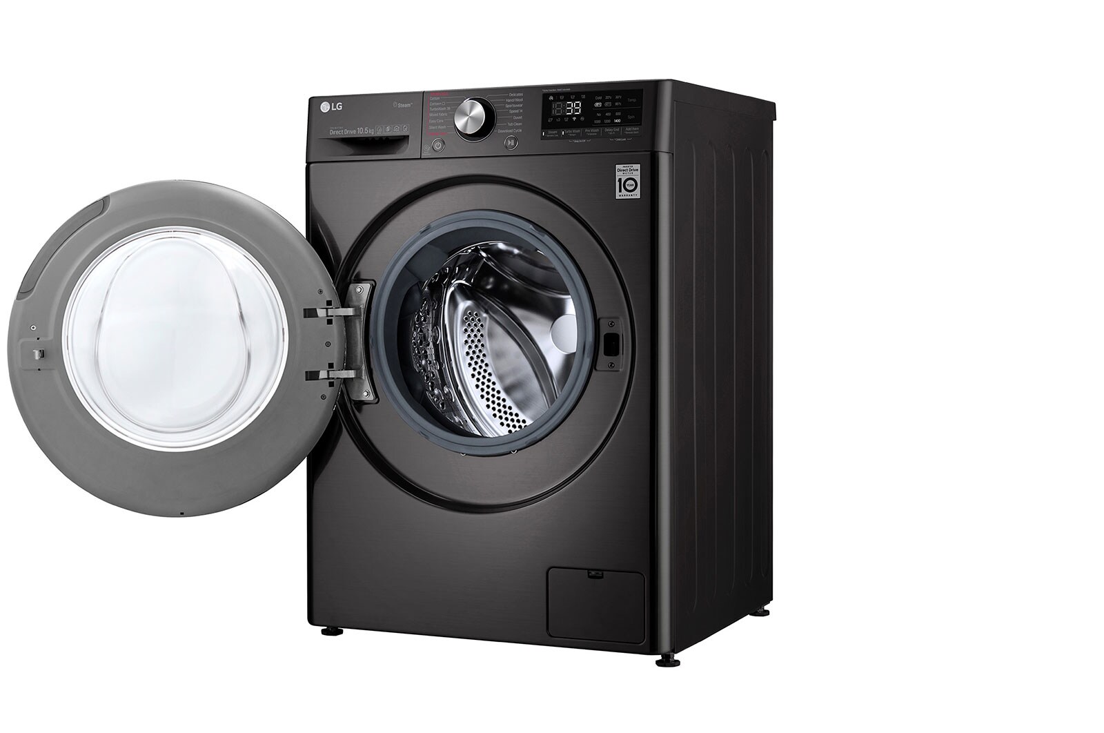 LG Mesin Cuci LG 10.5kg, Front Loading AI DD™ dengan Steam+™ dan TurboWash 360™, ThinQ™ dengan WiFi - Hitam Metalik, FV1450S1B