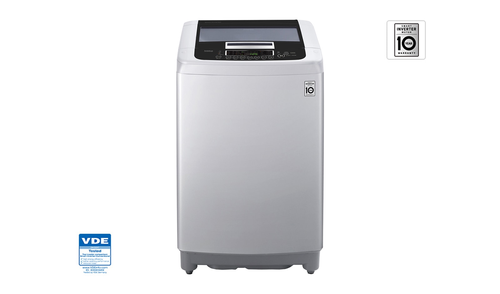Mesin Cuci LG 7kg, Top Loading - Hemat Listrik dengan Smart Inverter T2107VSPM tampak depan