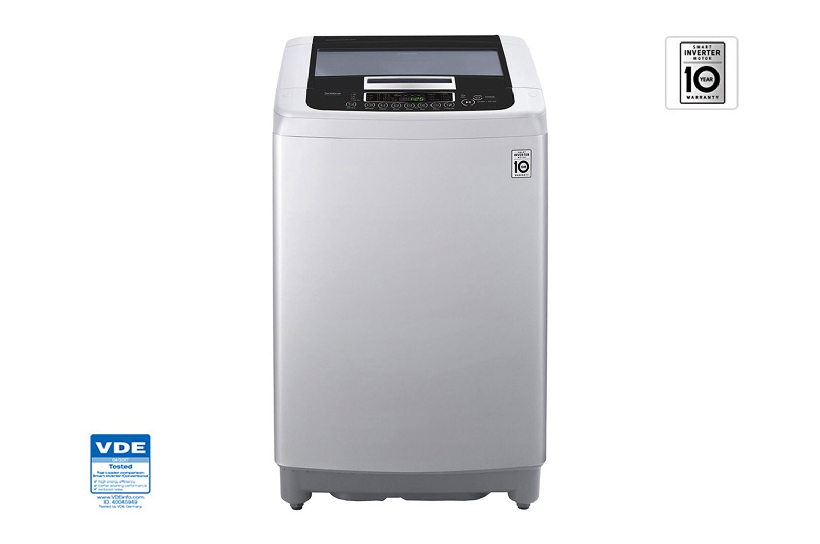 Front view of Mesin Cuci LG 8kg, Top Loading - Smart Inverter dengan Side Waterfall T2108VSPM