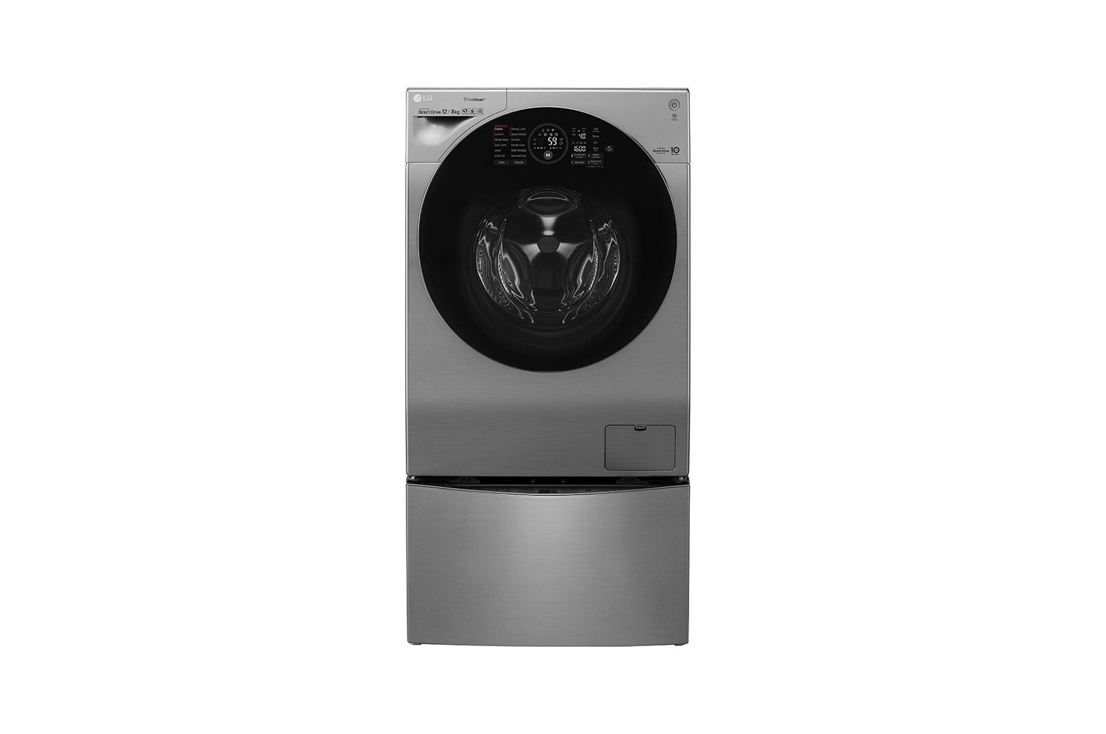 Front view of Mesin Cuci LG TWINWash™ 12kg / 2kg - Cuci Dua Muatan Sekaligus FG1612H2V_TG2402NTWV
