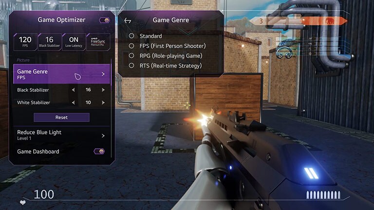 Penyesuaian mode berdasarkan genre game, suara game, dan VRR pada pengoptimal game saat bermain game. (putar videonya)
