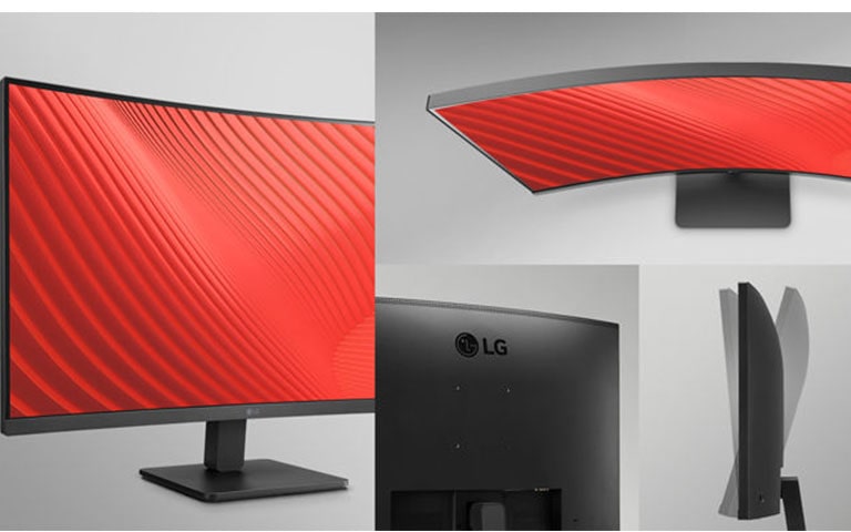 This display has a slim bezel on three sides, and the monitor offering tilt adjustment.