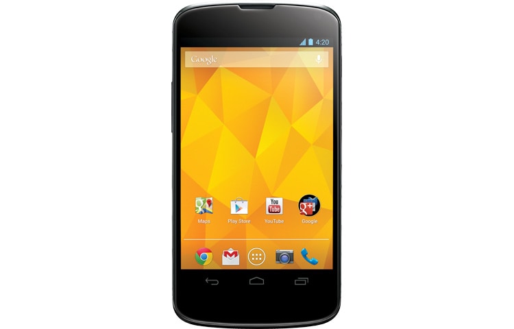 LG Nexus 4. Kebutuhan Anda akan performa ponsel yang dahsyat akan terpenuhi dengan generasi terbaru Quad-Core Snapdragon S4 Pro Processor dari Qualcomm, sehingga Anda semakin leluasa melakukan beberapa pekerjaan sekaligus di ponsel Anda. E960 tampak depan