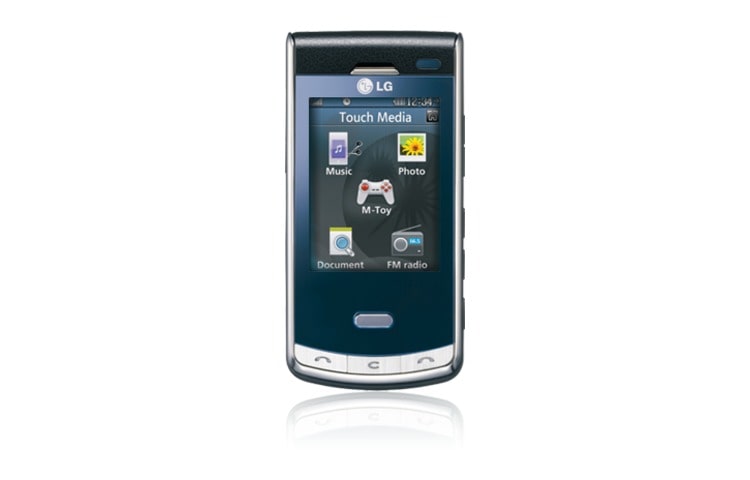 Front view of Mobile Phone with Slim Profile, 5 MP Camera, Neon Touch Navigation, and Touch Media KF750
