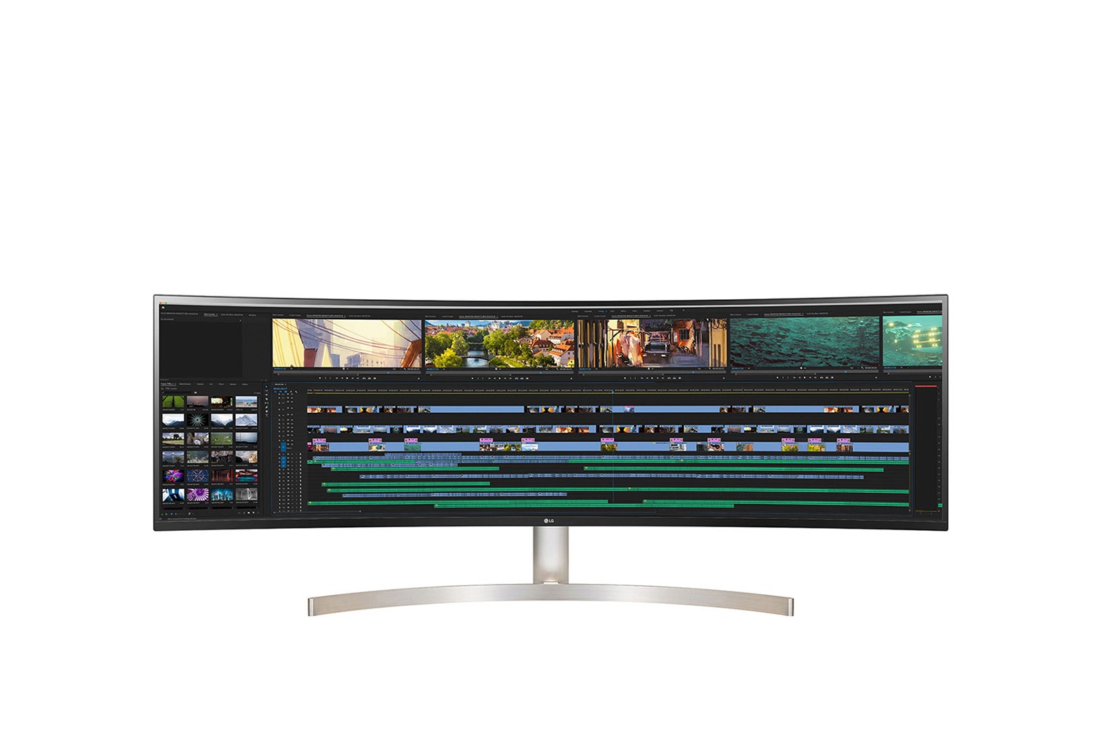 Monitor LG UltraWide Dual QHD 49WL95C-W tampak depan
