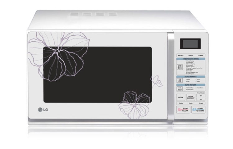 Front view of Stylish Grill Microwave 25L dengan design Modern Flower Patern MH6548FR