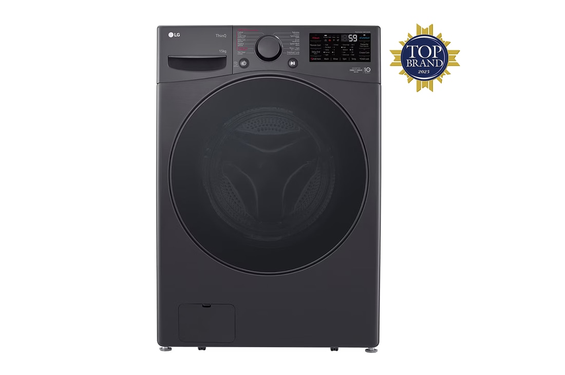 LG 15kg Front Loading Mesin Cuci LG AI DD™ Warna Middle Black, F2515STPM