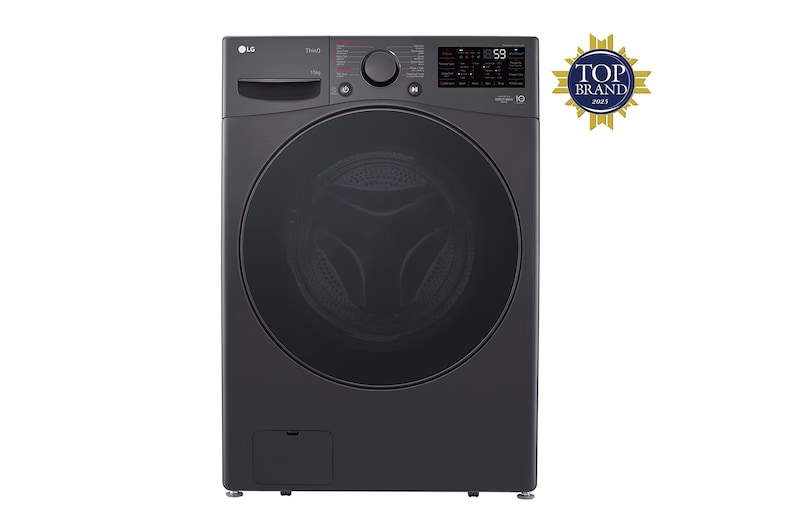 LG 15kg Front Loading Mesin Cuci LG AI DD™ Warna Middle Black, F2515STPM