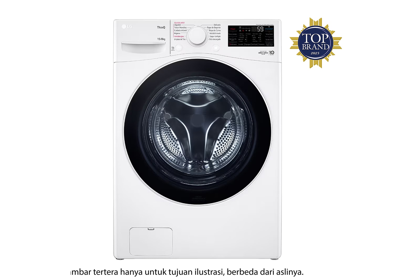 Tampak depan Mesin Cuci Front Loading 15kg AI DD™(F2515STPW)
