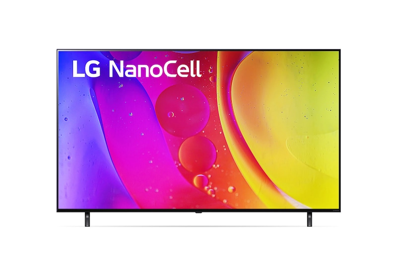 Front view of LG NANO80 75” TV 75NANO80SQA