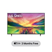 A front view of the LG QNED TV with infill image and product logo on