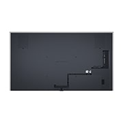 Tampak samping agak miring ke kanan TV LG OLED evo, OLED G4 di dinding