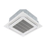 LG Ceiling Cassette ARNU42GTMA4 terdiri dari bagian atas dan bawah berwarna putih. Di bagian bawah, terdapat kipas di keempat arah, sehingga udara dapat mengalir.