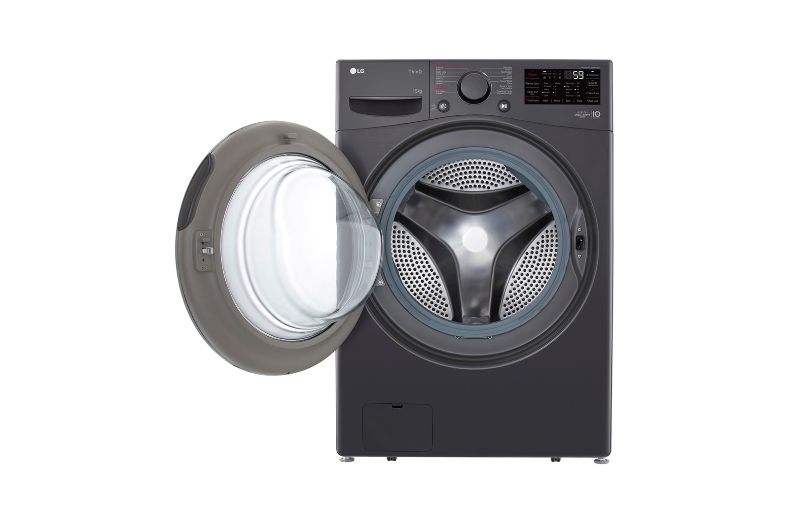 LG 15kg Front Loading Mesin Cuci LG AI DD™ Warna Middle Black, F2515STPM