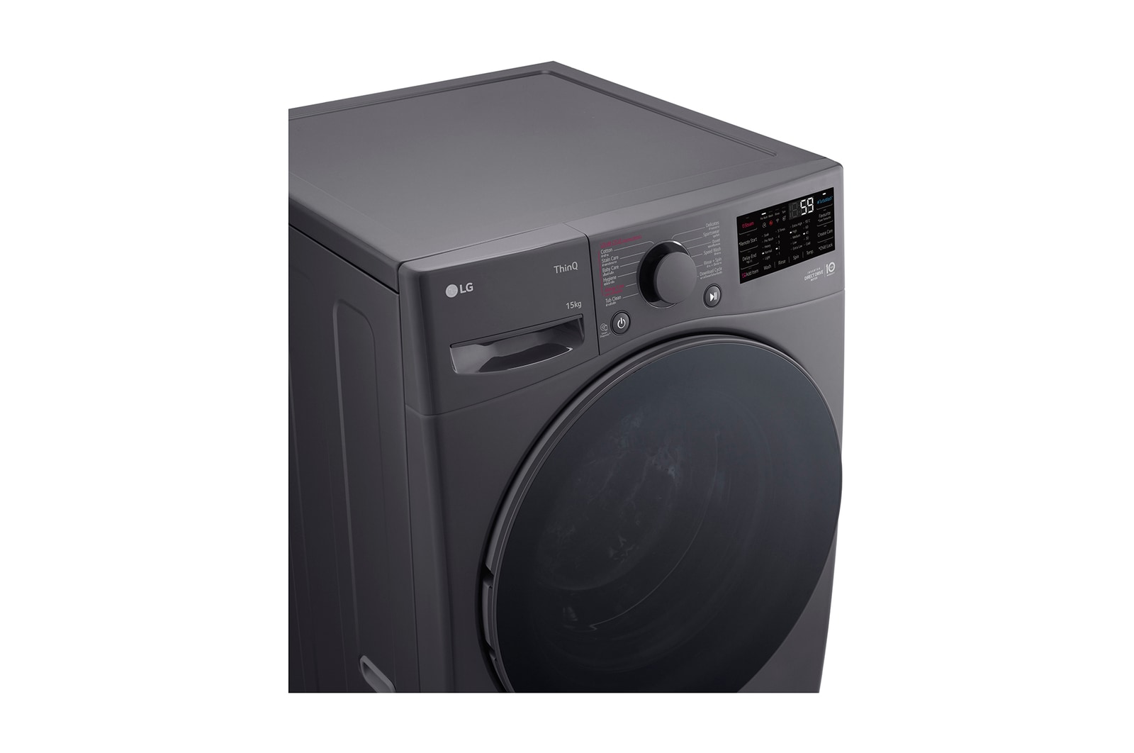 LG 15kg Front Loading Mesin Cuci LG AI DD™ Warna Middle Black, F2515STPM