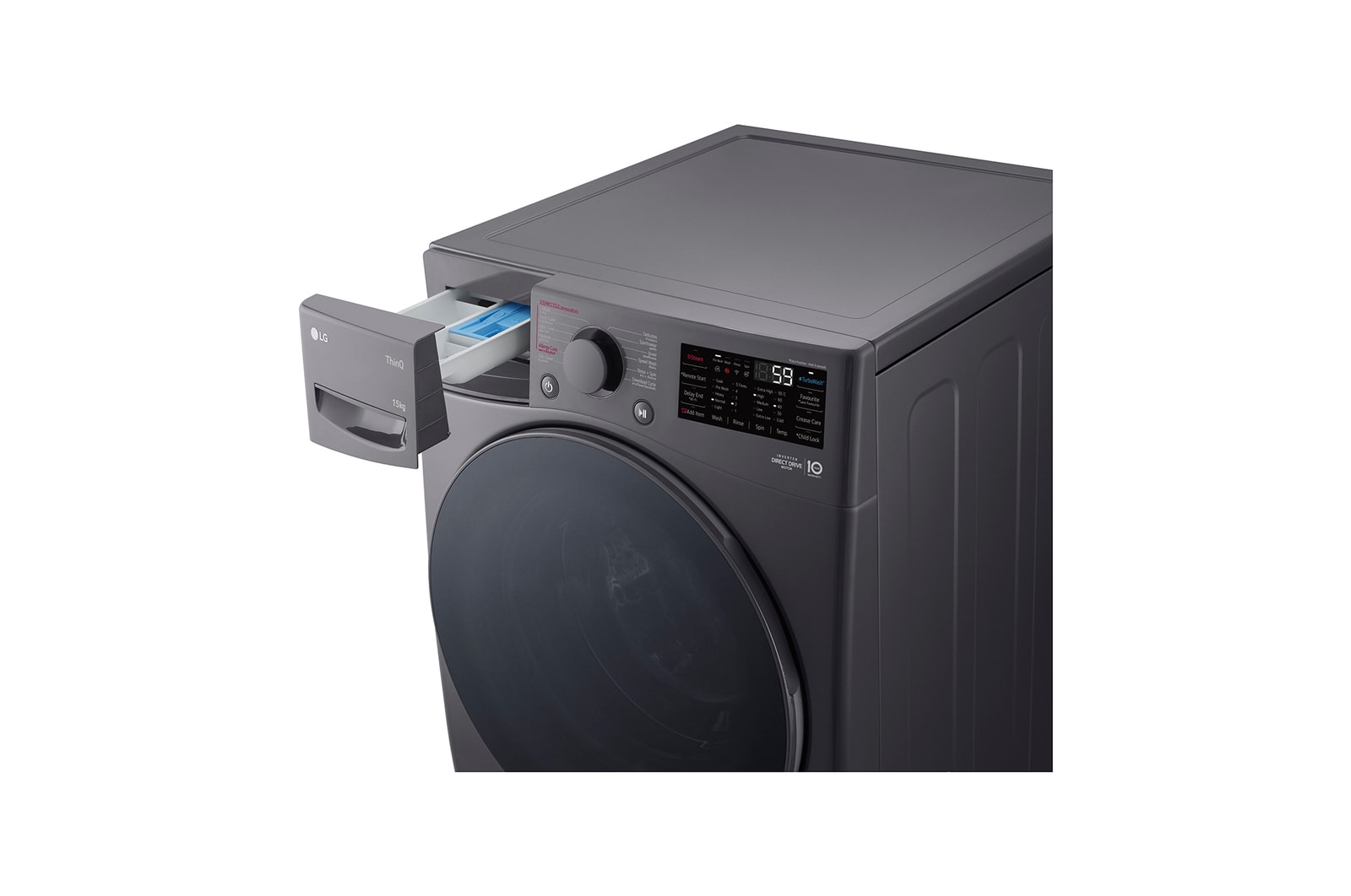 LG 15kg Front Loading Mesin Cuci LG AI DD™ Warna Middle Black, F2515STPM