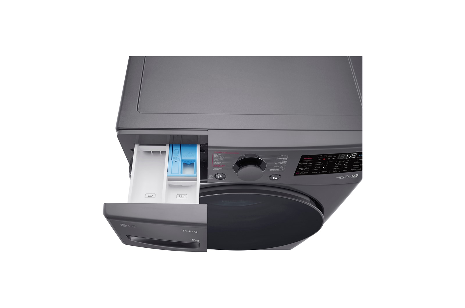 LG 15kg Front Loading Mesin Cuci LG AI DD™ Warna Middle Black, F2515STPM