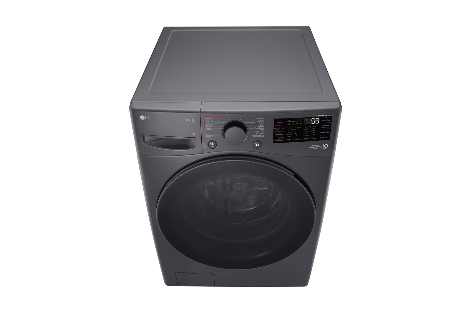 LG 15kg Front Loading Mesin Cuci LG AI DD™ Warna Middle Black, F2515STPM