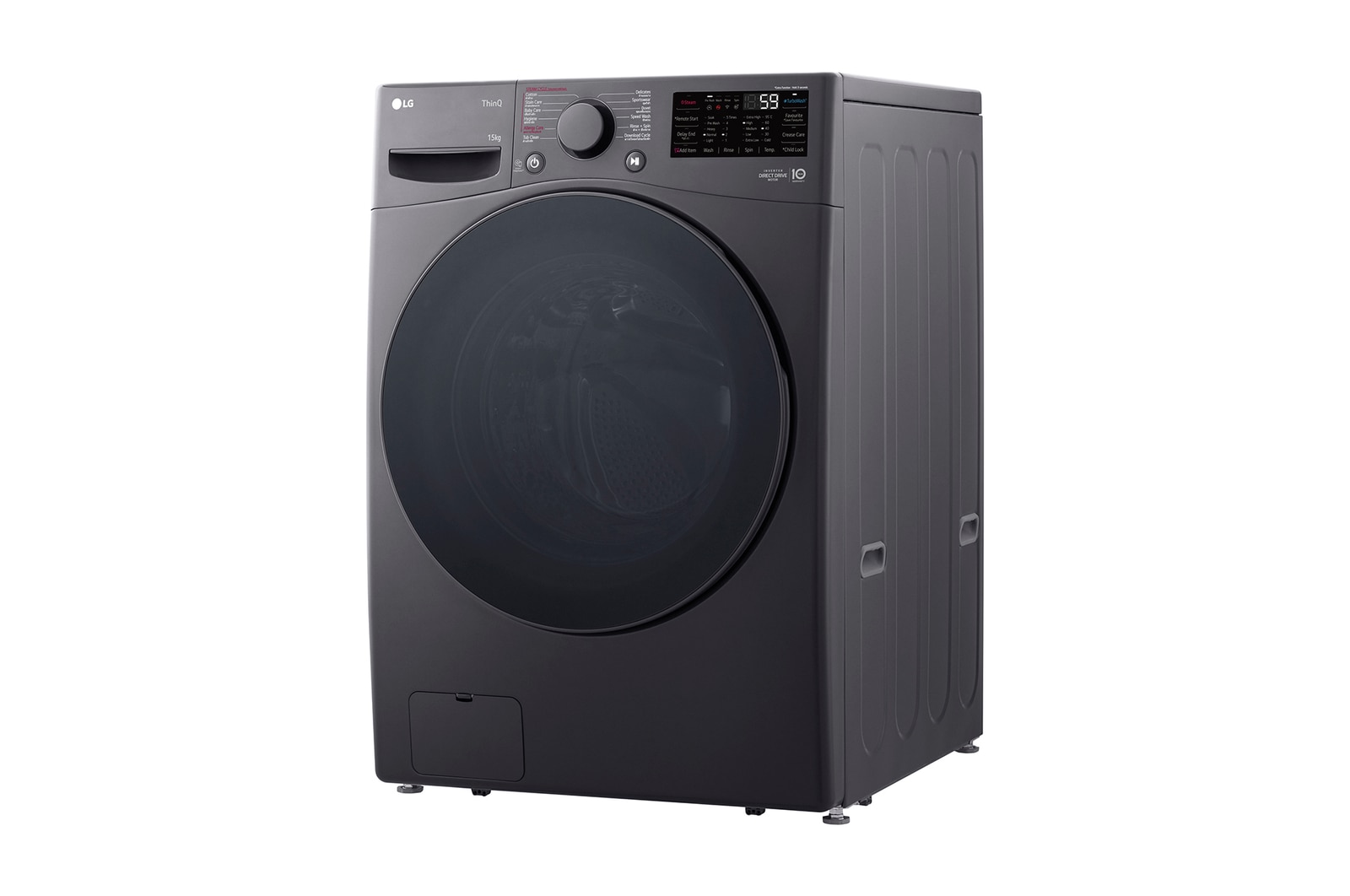 LG 15kg Front Loading Mesin Cuci LG AI DD™ Warna Middle Black, F2515STPM