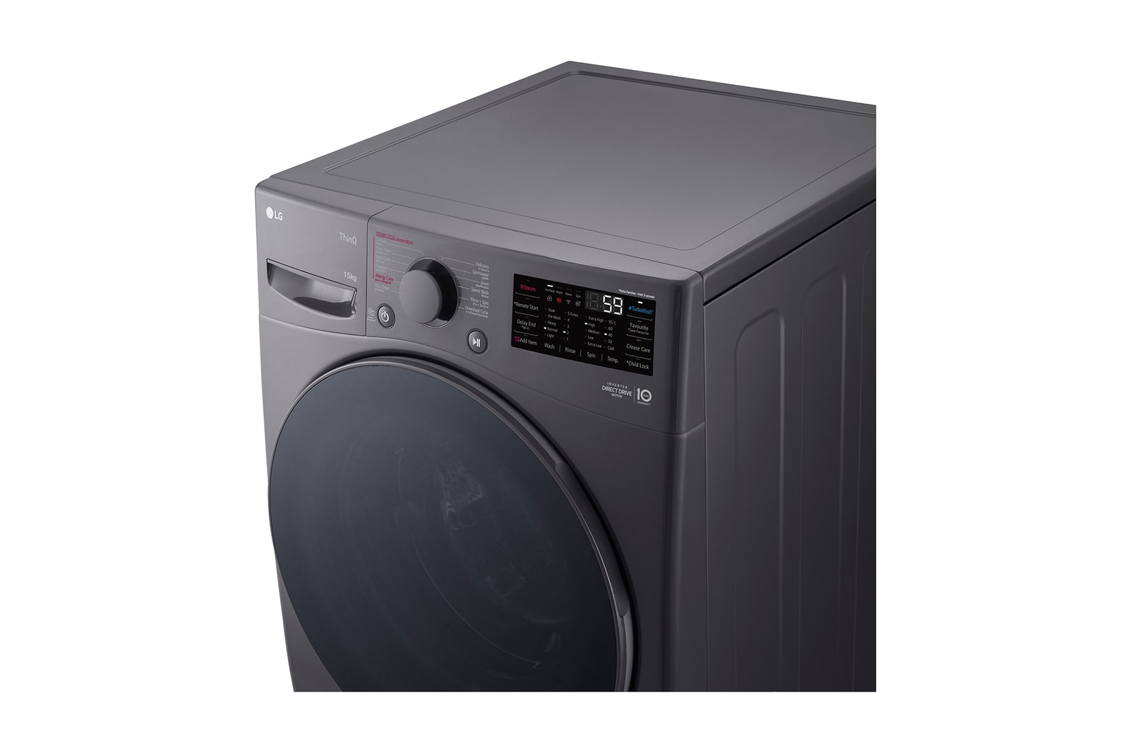 LG 15kg Front Loading Mesin Cuci LG AI DD™ Warna Middle Black, F2515STPM
