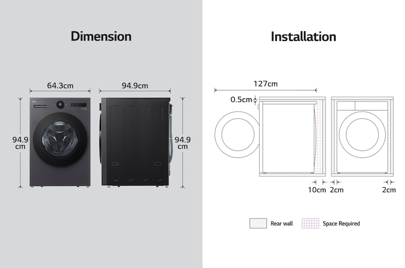 LG Mesin Cuci Front Loading 20/10Kg AI DD™, F2520RNTGA1
