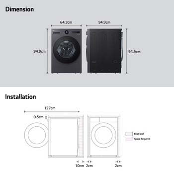 LG Mesin Cuci Front Loading 20/10Kg AI DD™, F2520RNTGA1