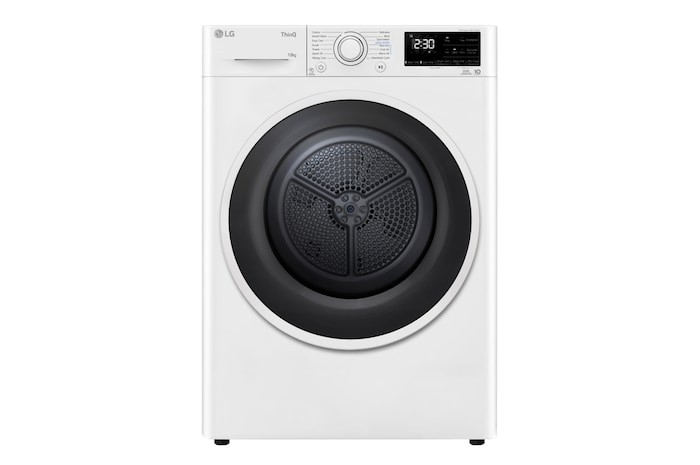 10 kg Pengering LG dengan Dual Inverter Heatpump, Warna Putih, RV10VHP4W tampak depan