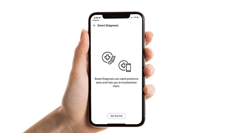 ini menunjukkan aplikasi ThinQ di layar ponsel