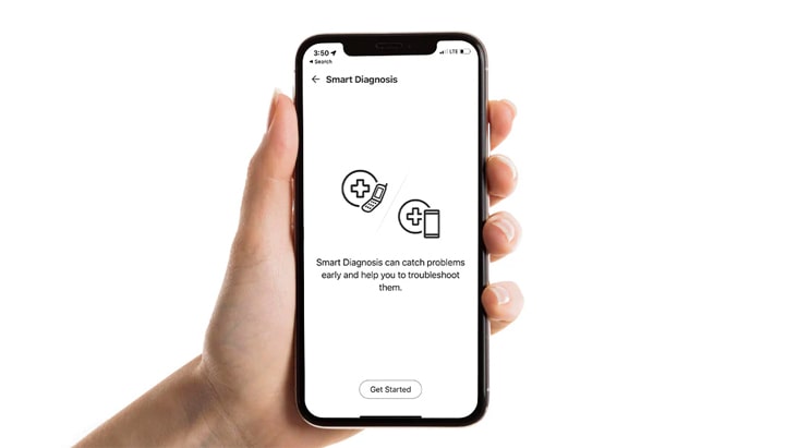 ini menunjukkan aplikasi ThinQ di layar ponsel