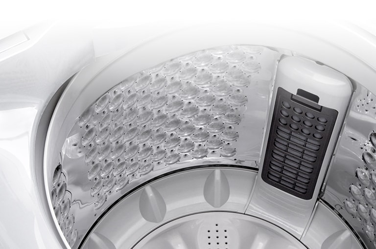 Ini menunjukkan bagian dalam mesin cuci