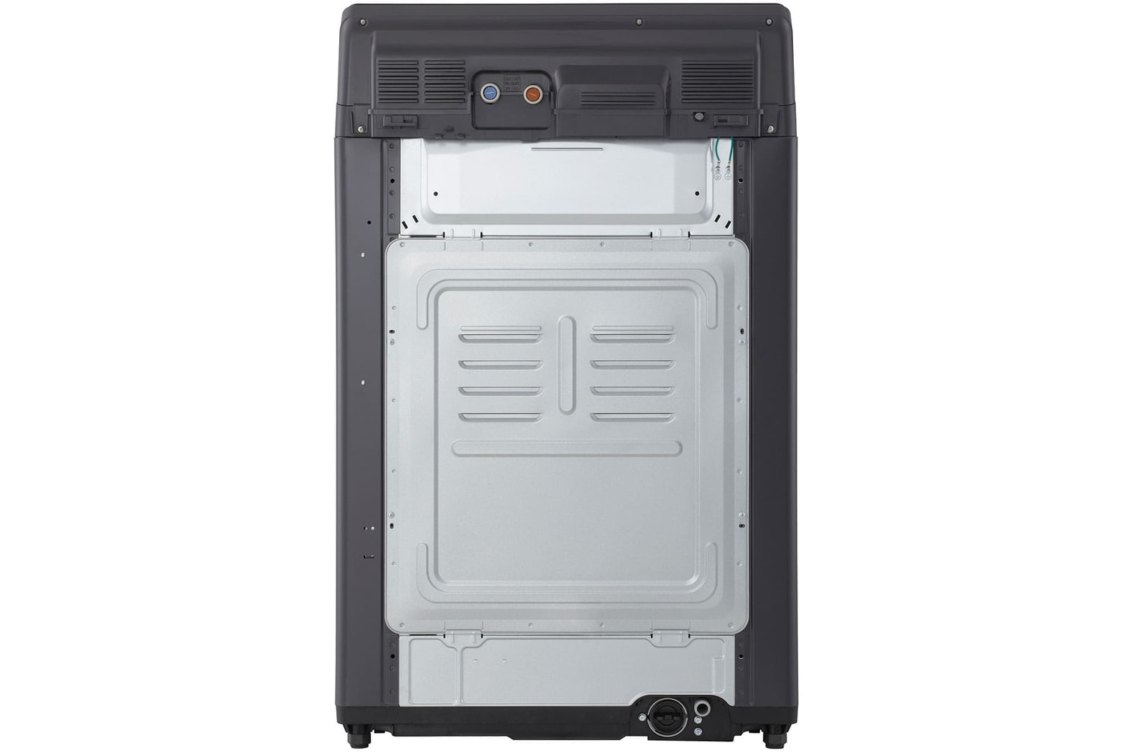 Back view of top load washing machine