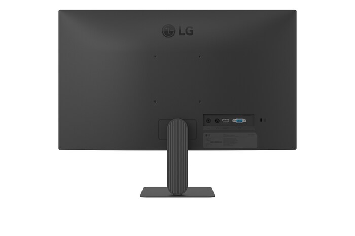 Tampilan belakang monitor LG FHD yang menunjukkan desain dudukan dan port konektivitas.