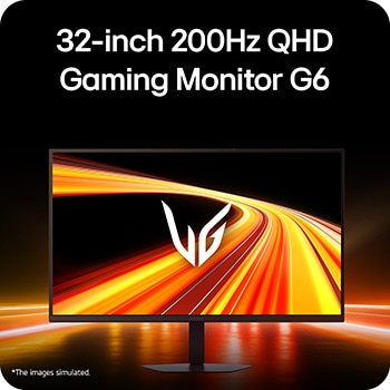 Tampak depan monitor gaming yang ditampilkan dalam lingkungan bergaya futuristik dengan pencahayaan neon.