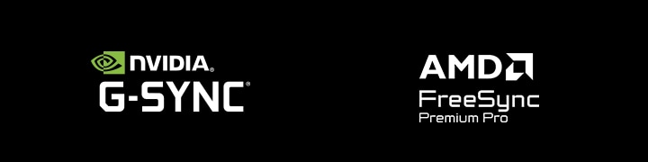 Logo NVIDIA G-SYNC, AMD FreeSync Premium Pro.	