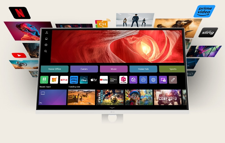 Foto yang menampilkan berbagai konten di WebOS.