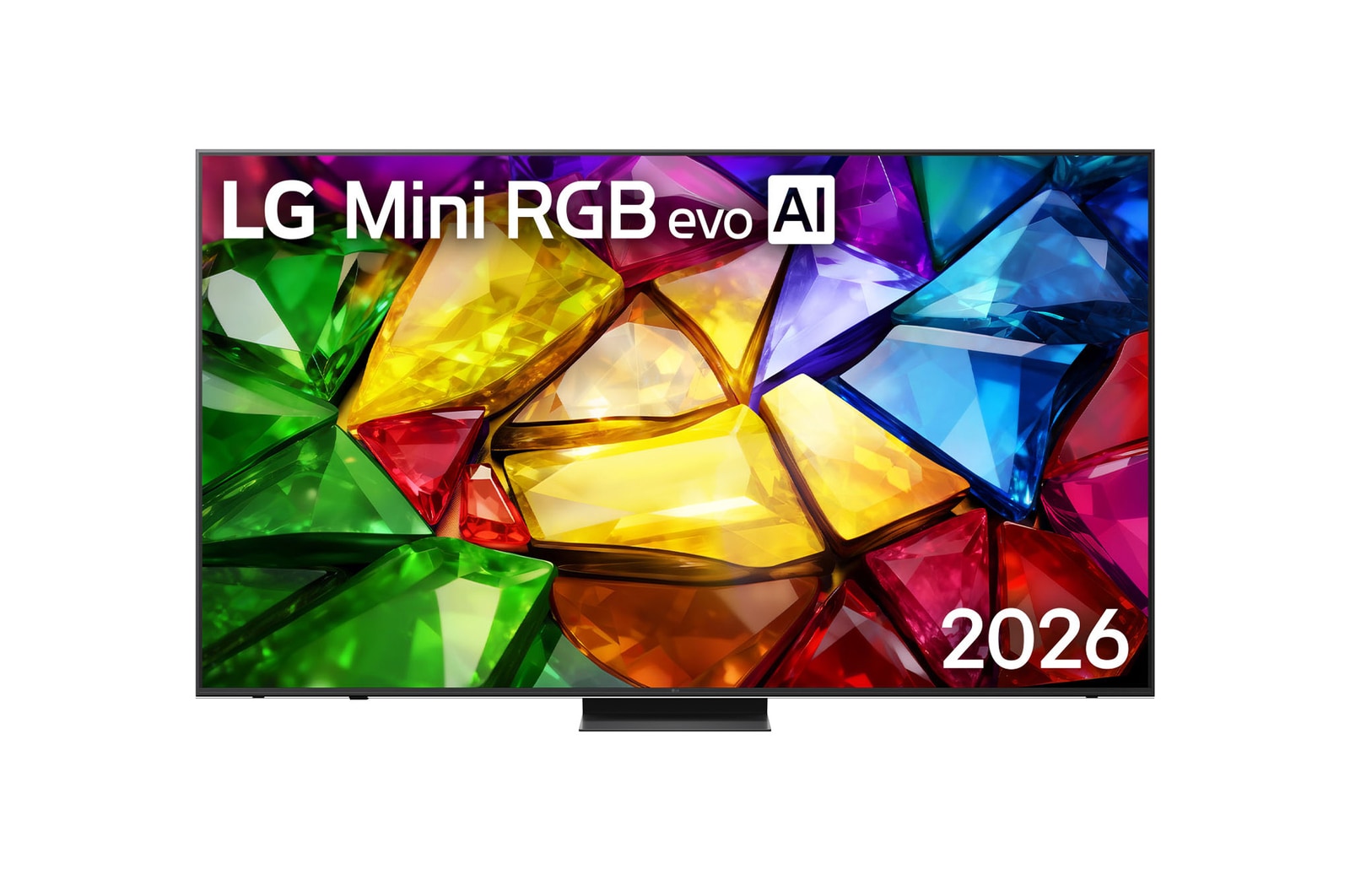 Front view of 86 inch LG Mini RGB evo AI MRGB86 4K Smart TV  2026 86MRGB86BSA