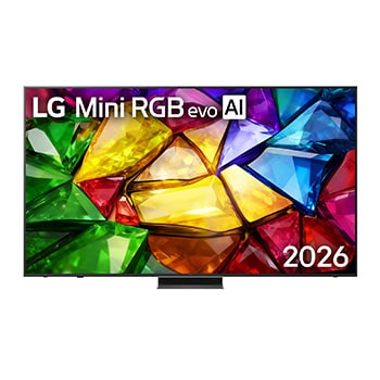 Front view of 86 inch LG Mini RGB evo AI MRGB86 4K Smart TV  2026 86MRGB86BSA