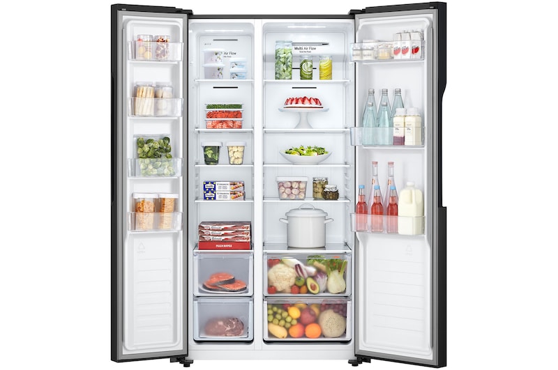 LG 566L / 509L Kulkas Side by Side, GCFB507PLAM, Pintu Terbuka