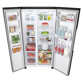 Top view all door open with food