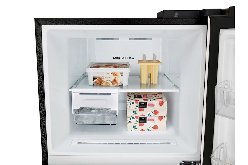 Top drawer open door with food