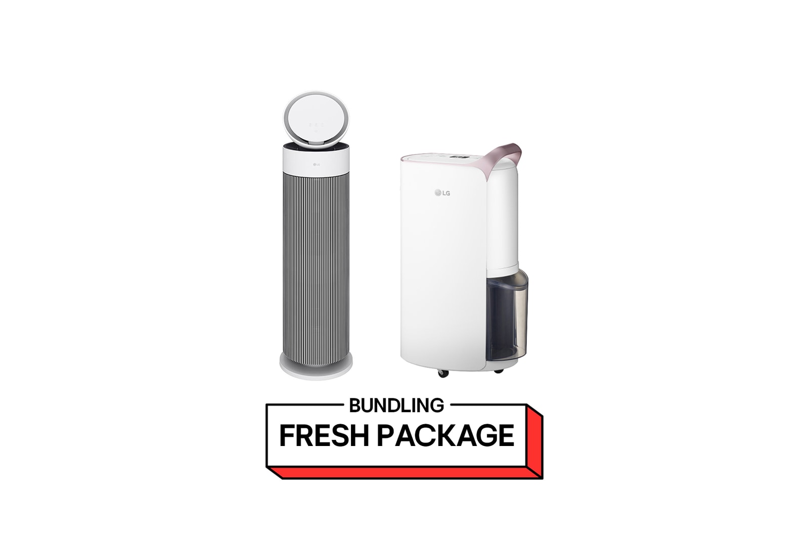 Front view of Beauty Fresh Package: 32㎡ AeroHit Air Purifier & Puricare Dehumidifier AS55GGWX0.MD19001