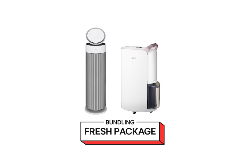 Front view of Beauty Fresh Package: 32㎡ AeroHit Air Purifier & Puricare Dehumidifier AS55GGWX0.MD19001