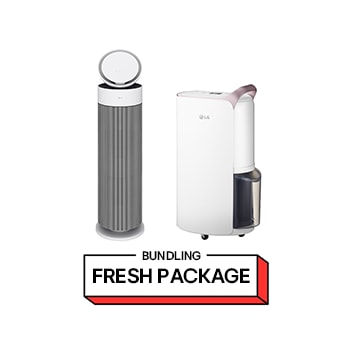 Front view of Beauty Fresh Package: 32㎡ AeroHit Air Purifier & Puricare Dehumidifier AS55GGWX0.MD19001