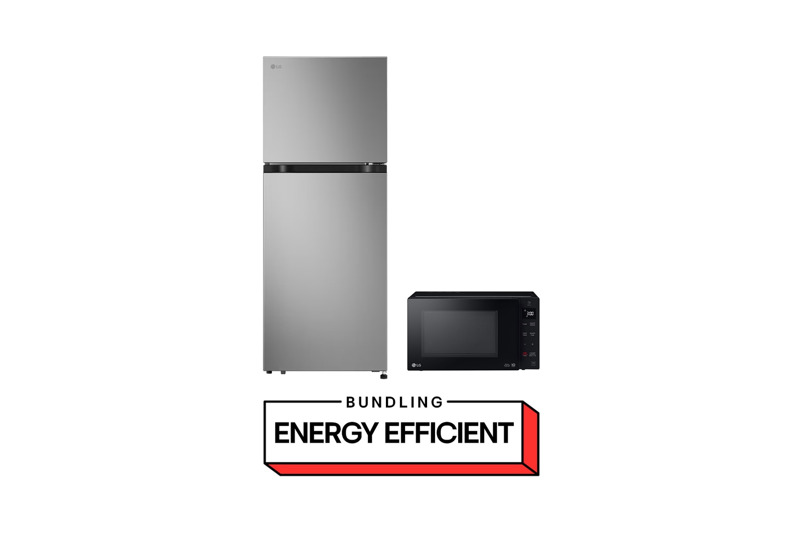 Front view of Energy Efficient Bundle 2: 235L / 217L Kulkas 2 Pintu Inverter + 23L NeoChef™ Microwave Smart Inverter GN-B212PLNF.MS23001