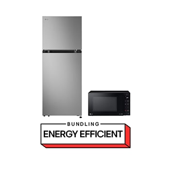 Front view of Energy Efficient Bundle 2: 235L / 217L Kulkas 2 Pintu Inverter + 23L NeoChef™ Microwave Smart Inverter GN-B212PLNF.MS23001