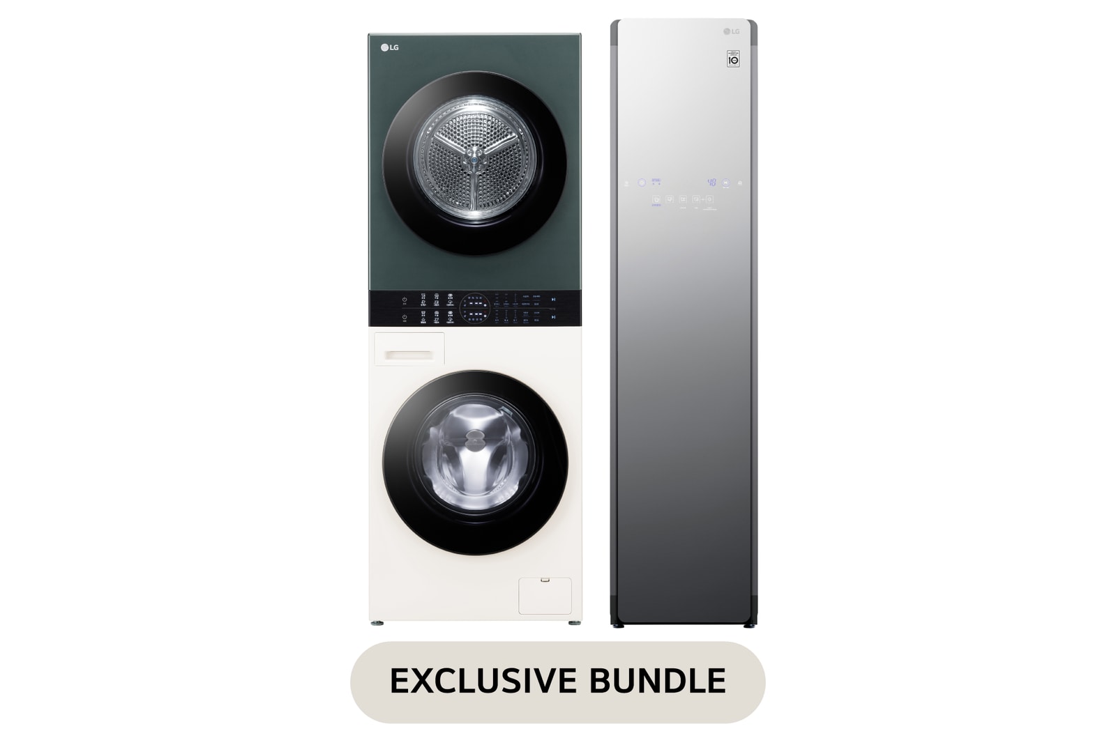 Front view of 14kg/10kg WashTower™ LG Objet Collection + Styler LG WT14.FS3MFC