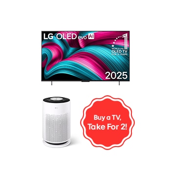 Front view of Smart TV 42" LG OLED evo AI C5 4K FREE LG Puricare™ Air Purifier 360˚ HIT 42C5AS60